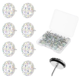 40 Pcs Diamond Push Pins Glitter Rhinestone Thumb Tacks Decorative Push Pins for Bulletin Board Cork Board Wall Hanging (Silver)