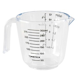 HOME-X Big Number Clear Plastic Measuring Cup with Handle and Pour Spout (1 1/2 Cups)