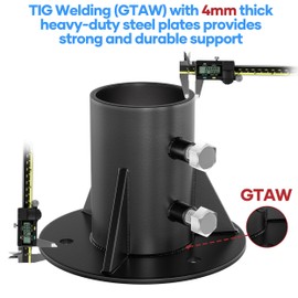 CHICAURA 2 Pack Chain Link Fence Post Base Flange for 1-7/8" OD Round Posts, Heavy Duty Round Floor Bracket for Fence, Mailbox, and Flag Pole, Includes Stainless Steel Hardware