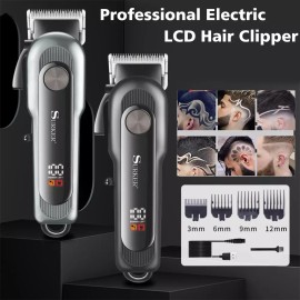 SURKER Men's Hair Clipper Professional Electric Hair Trimmer Barber Clipper Set - Black