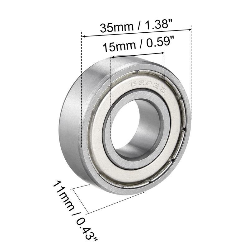 sourcing map 2 Pcs 6202Z Deep Groove Ball Bearing Single