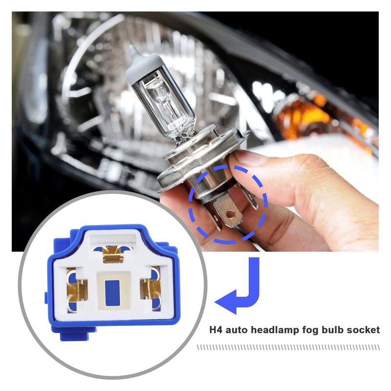 eMagTech 4Pcs 3 Pin H4 Headlight Sockets Replacement 3 Pin