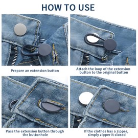 15pcs Adjustable Jean Button Extenders for Women & Men - Elastic Waistband Extenders for Loose Jeans, Pants, and Maternity Wear Rubber Waist Extenders for Comfort and Fit