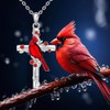 Fenthring Red Cardinal Necklace Sterling Silver Cross Cardinal Necklaces for