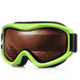 JULI Ski Goggle/Snow Snowboard Goggles for Men, Women & Youth - 100% UV Protection Anti-fog Dual Lens(Green Frame Orange Len)