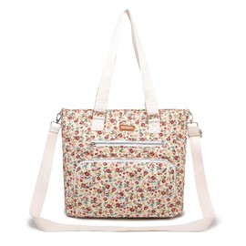 WEIBIN Tote Bag for Women,Large Zippered Multi Pockets Shoulder Handbag,Ladies Crossbody Purse,Fashion Floral Quilted Cotton Top Handle Satchel Handbags