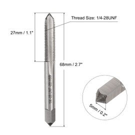 QUARKZMAN 1/4-28 UNF B2 Spiral Tip Tap, Screw Thread Cutting Tool, High Speed Steel Machine Tap Tapping Bit