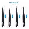 Pinzas Depiladoras Para Cejas De Acero Inoxidable Negro 4 Pz