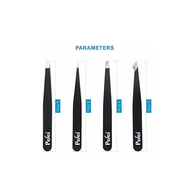 Pinzas Depiladoras Para Cejas De Acero Inoxidable Negro 4 Pz