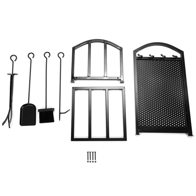 HECASA Firewood Rack with Fireplace Tools Set Indoor Fireplace Wood