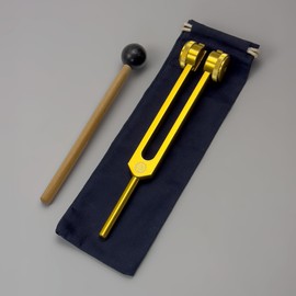 OM 136.1 Hz Heart Chakra Tuning Fork for Healing with Carry Bag - Sound Healing & Biofield Harmonization - Sound Healing Instruments, Sound Therapy Tools - Gold