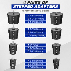 DASBET Turbo System Leakage Tester Kit, Turbo Boost Leak Tester Set with 4 Pairs of Stepped Adapters 1-3/8" to 3-1/2", Turbo Pressure Leakage Tester for Cooling Emissions Exhaust Pipes