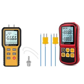 Manometer, Professional Air Pressure Meter & Digital Thermometer Dual Channel Thermometer Temperature Thermometer