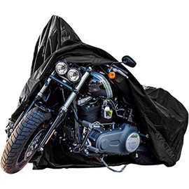 New Generation Motorcycle Cover ! XYZCTEM All Weather Black XL Large-Heavy Duty Waterproof Outdoor Protects Fits up to 96 inch for Harley Davidson, Honda, Suzuki,Yamaha and More