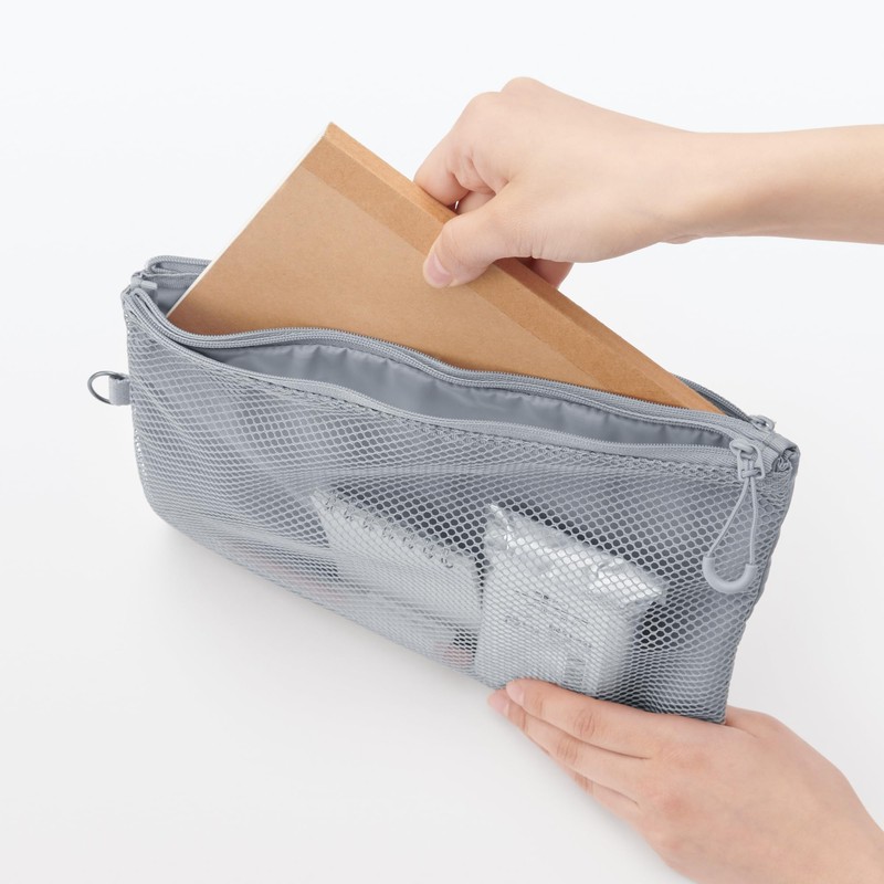 MUJI OHG89A3S Polyester Double Zipper Case, Gray, L