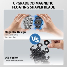 VODOZAVA 7 Blades Head Shaver Replacement Blades Magnetic Shaver Replacment Blades for FRE**OM G**OMING Te**un Fr**bird Aid**lsWe**lup Wy**laus Head Shaver Replacement heads (Silver)