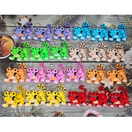 24 Packs Bulk Tigers Animal Mini pop Fidget Keychain，Birthday Party Favors Supplies and Classroom Summer Student Prize Gifts