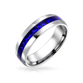Bling Jewellery Birth Colour Channel A Crystal Eternity Band Eternity Ring for Men and Women Silver Tinted and Made from Stainless Steel, Stainless Steel, blue