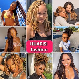 Huarisi 100% Human Hair Dreadlocks Extensions for Black Women, 12 Inches, Afro Kinky, 60 Strands, 0.4 cm, Auburn Real Hair, Pre-Coloured, Handmade Permanent Loc Extensions for Men (#30, 60 Locs)