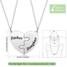 CERSLIMO Mother Father Gifts from Daughter Son - Father and Daughter Heart Matching Necklace Set for 2 | Fathers Gifts Christmas Gitfs for Dad Jewellery | Daughter's Birthday Gifts from Dad, Silver