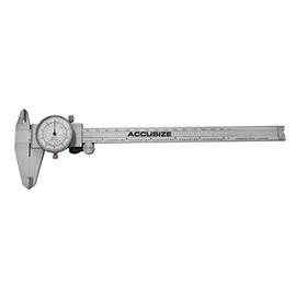Accusize - 8" x 0.001"/200mm x 0.02mm, Inch/Metric Dual Needle Precision Dial Caliper Stainles Steel, In Fitted Case, P920-S238