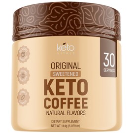 Keto Vitals Instant Keto Coffee Powder - 30 Servings - Low-Calorie Original Sweetened Coffee with Keto-Friendly Creamer