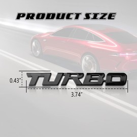 Turbo Car Emblem, 3D Metal Turbo Badge for Auto Side Body Fender Trunk, Automotive Replacement Decoration Decal Sticker, Tailgate Letter Nameplate Universal for All Vehicles Trucks SUV (Black)