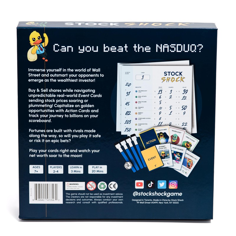 Stock Shock: Investment Strategy Board Game (Ages 7+, Easy to