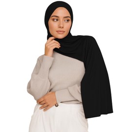 VOILE CHIC Premium Jersey Hijab Scarf For Women - Islamic Head Scarf Wrap Hijabs - Black