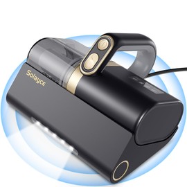 Solayce Bed Vacuum Cleaner with UV-C Light, 16Kpa Suction 500W Powerful Double-Cup Handheld Vacuums, Mattress Vacuum Cleaner with Dust Sensor, Ultrasonic, Heating Tech, HEPA Filter, Corded - Black