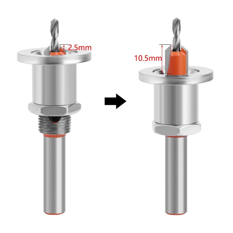 Countersink Drill Bit Set with Depth Stop, 5PCS Adjustable Depth