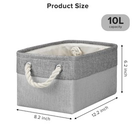 Small Storage Boxes for Shelves, Foldable Small Toy Storage Box with Handles, Canvas Storage Baskets for Socks Towels DVDs Books Makeup and Bathroom Toiletries(31x21x16cm/1 Pack, Grey&Light Grey)