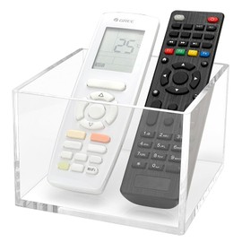 DELIPPLY Remote Control Holder, TV Remote Organizer Caddy for Table, Acrylic Remote Storage Box, Clear