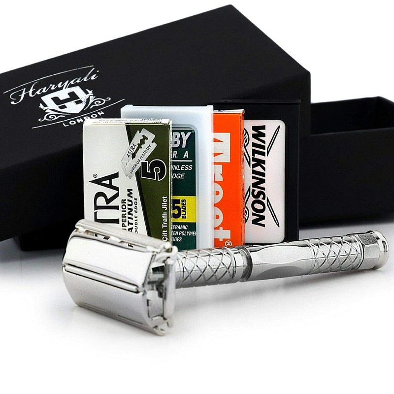 Double Edge Safety Razor Chrome Plated Twist to Open/Shake Men's