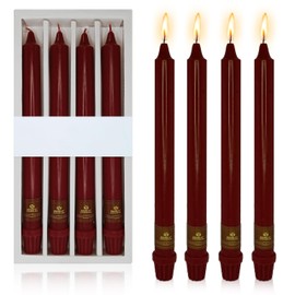 DEVSYWAX Taper Candles 10inches Long Candlesticks Red Candlestick Unscented Smokeless Candle 4pcs for Home Dinner Wedding Party Decoration 29D4PC-RED