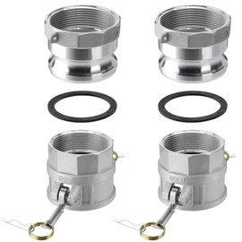 2 PCS 3" Type B Cam and Groove Hose Fittings+ 2 PCS Type F Aluminum Global Cam and Groove Hose fitting with 2 pcs Gasket Fitting (3")