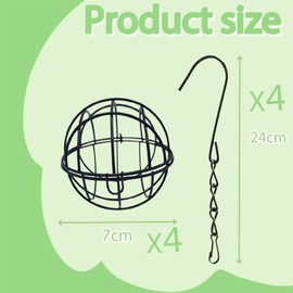 4 Pcs Fat Ball Feeders Hanging Fat Ball Feeders and 4 S-shaped hooks,fatball bird feeders hanging for Outdoor Garden Wildlife Birds Finch Sparrow Robin suet ball feeder (Black)