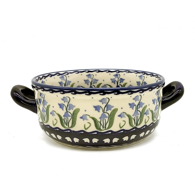 Bunzlauer Soup Bowl 15 cm with Handles Campanula Blue