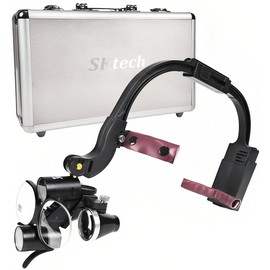 Dental Loupes with Light 3.5X 420mm, Head-Mounted Surgical Loupes Binoculars Magnifying Glass & LED Light, Optical Glass Lenses (Black)