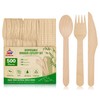 Mwellewm 500Pc Wooden Utensil Set Compostable Cutlery Disposable Silverware