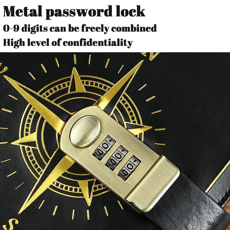 YEKUYEKU Password Notebook, Writing Planner with Combination Lock, With Lock