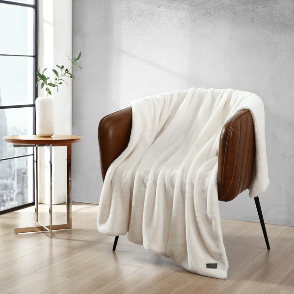 Kenneth Cole Faux Fur Throw Blanket Luxuriously Soft Bedding with