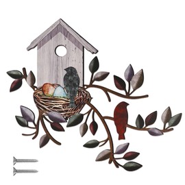 elthmpr Metal Birds Garden Wall Decor, Bird Wall Ornaments Art Outdoor, Wall Hanging Decorations for Garden Indoor Outdoor Home Balcony Living Room