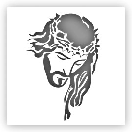 Jesus Face Stencil - Choose a Size - Laser-Cut Reusable Plastic - 12" x 12"