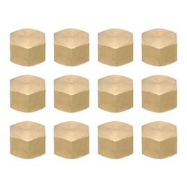 PATIKIL G1/4'' Female Thread Brass Hex Pipe Plug, Set of 12 External Hex Cap Pipe Plug Fitting Cap for Petroleum, Water and Hydraulic Pipeline