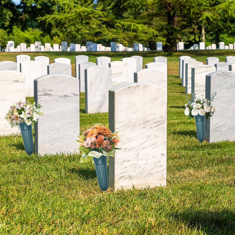 Zhaoyao 8Pcs Cemetery Vases for Grave, 4 Large and 4