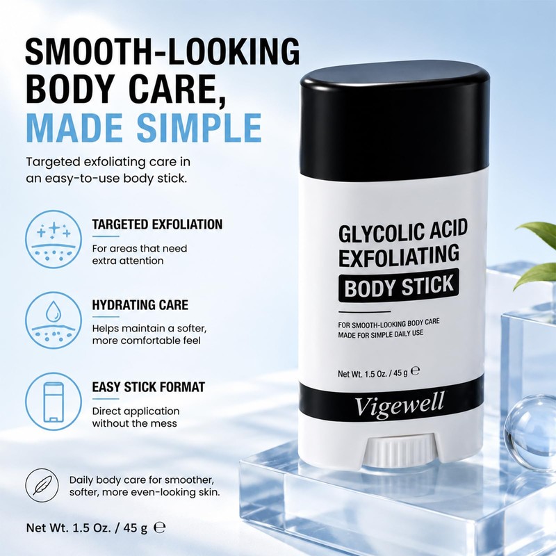 Glycolic Body Stick, Exfoliating Care for Smoother Skin, 1.5 Oz