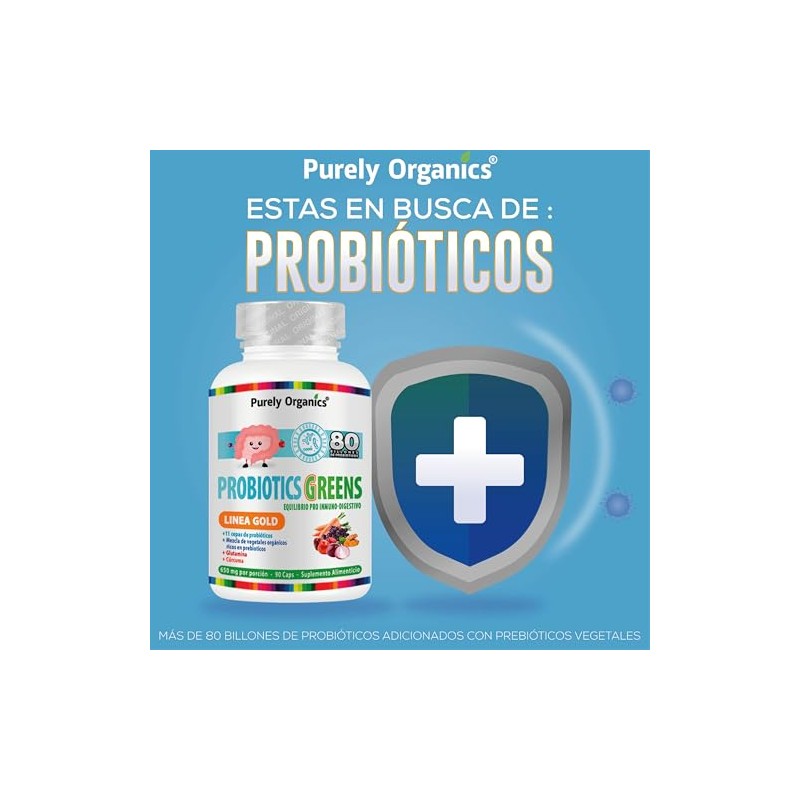 Purely Organics | Probiotics Greens Línea Gold | 11 Cepas