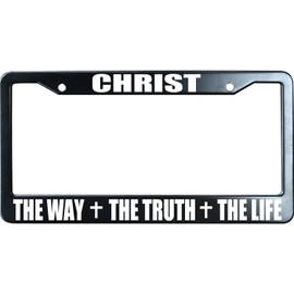 Christ The Way The Truth The Life Christian License Plate Frame, Jesus/God Auto Car Tag Frame, Stainless Steel License Plate Holder UV Printed, Novelty Religious Gifts