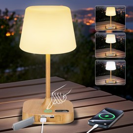 8000 mAh Lámpara de Mesa Inalámbrica con 3 Colores Y 5 Niveles de Brillo, Lámpara de Escritorio Recargable Resistente Al Agua con Pantalla LED, Lampara de Mesa LED Portátil Táctil Regulable